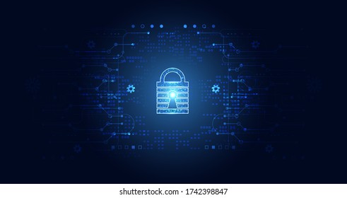 abstract padlock cyber security concept Protection of information in the online world, cyber personal information, internet, preventing internet theft