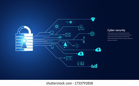 ciberseguridad de candado abstracto con concepto de ícono Protección de la información en el mundo online, información personal cibernética, internet, prevención del robo de internet
