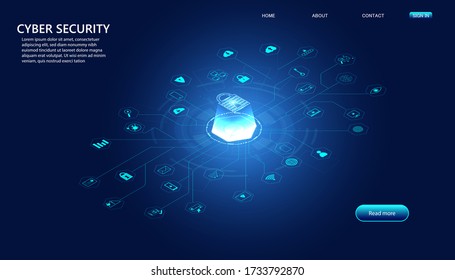 ciberseguridad de candado abstracto con concepto de ícono Protección de la información en el mundo online, información personal cibernética, internet, prevención del robo de internet