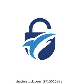 Plantilla abstracta del logotipo del tiburón del candado