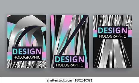 Resumen de plantillas de página establecidas, hipster creativo de onda retro, neón y colores de gradiente. Cubierta futurista geométrica y creativa, estilo de los años 90, sábanas de arco iris realistas, conjunto de banderas, diseño fluido y moderno