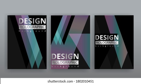 Abstract page templates set, retro wave creative hipster, neon and gradient colors. Stylish geometric creative futuristic cover, 90s style, realistic rainbow sheen, banners set, fluid modern design
