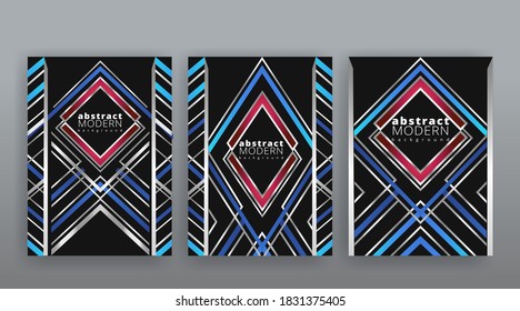 Abstract page templates set, retro wave creative hipster, silver metalic tech backgrond. Stylish geometric creative futuristic cover, 90s style, banners, creative modern design, flyer, hi tech