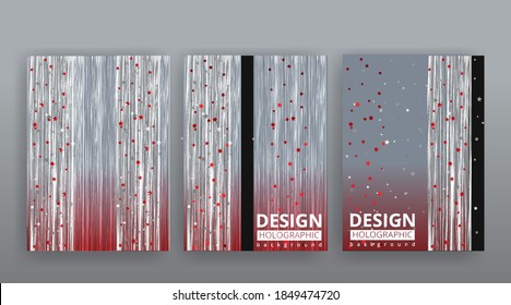 Abstract page templates set, retro wave creative hipster, neon and gradient colors. Stylish geometric creative futuristic cover, 90s style, realistic rainbow sheen, banners set, fluid modern design