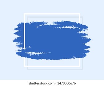 Abstract paindted blue brush texture with geometric frame. Logo or sale banner. EPS 10