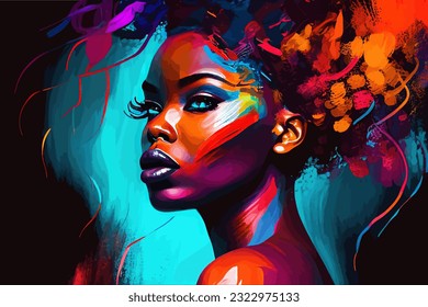 Abstract paint african woman. Vector illustration desing.