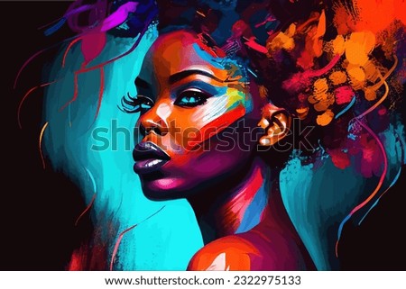 Abstract paint african woman. Vector illustration desing.