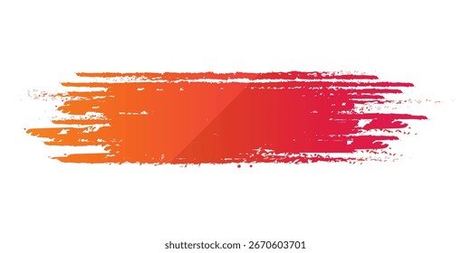 Abstract paint brush stroke banner. Grunge gradient stroke in red orange and pink colors. Creative artistic brush texture background
