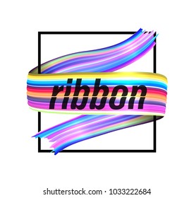 Abstract paint brush stroke liquid 3d splatter background. Creative typography layout . Colorful  smear ribbon cover design . Digital brushstroke art. For cover, poster, banner. Vector illustration