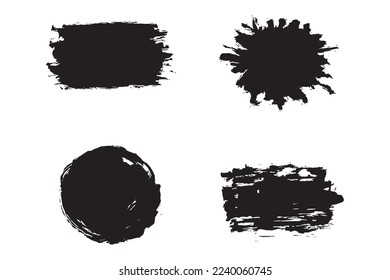 Conjunto de trazo de pincel de pintura abstracto, efecto de pincel sucio, trazo de pincel grueso