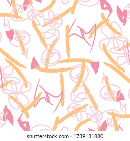 Abstract  paint brush and strokes, scribble lines pattern background. colorful cute flowers and heart with hand drawn for your design. modern beautiful grunge and stripes pattern backdrop