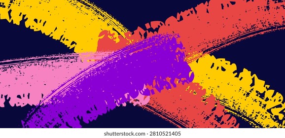 Abstract paint brush strokes set, creative colorful elements, artistic collection. Contemporary graphic design, decorative style artistic backdrop. Modern vibrant banner, dynamic, expressive, energetic brushwork. Textured background for creative projects, bold and free flowing. Hand-drawn artistic appeal.