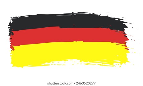 Abstract paint brush textured stripes in germany color flag colors black, red, yellow. Design element for Germany day celebrate. Transparent background.