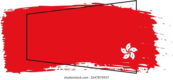 Abstract paint brush textured stripes in hongkong flag colors red, white orchid and star shape. Design element for hongkong day celebrate. The concept of drawing, brushstroke, grunge, paint strokes