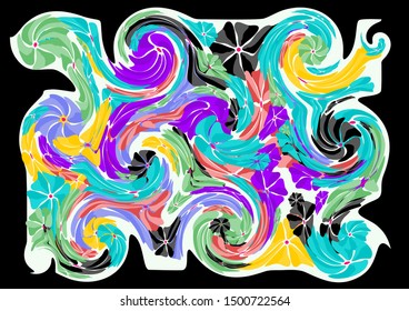 Abstract paint color on black background.