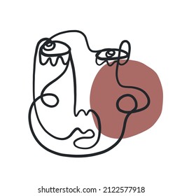 Abstract paint. Cubism one line face. Modern contemporary design. One line art. Design for poster. Canvas printable home decor. 