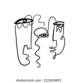 Abstract paint. Cubism one line face. Modern contemporary design. One line art. Design for poster. Canvas printable home decor. 