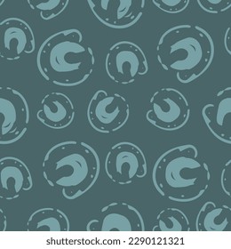 Abstract paint dab circle vector seamless pattern background. Textured teal blue painterly circular swirls. Texture bubble design. Repeat for sport, summer, water