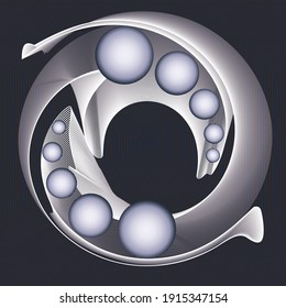 Abstract paint design element with spheres. Modern screen vector design