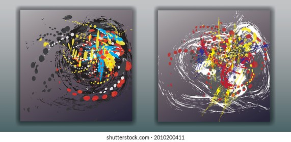 Conjunto de imágenes digitales de pintura abstracta para la decoración de fondo y pared
