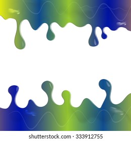 Abstract paint dripping text layout of blue and green shades