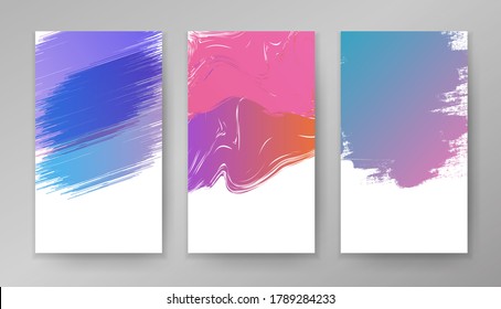 Abstract paint grunge dirty colorful watercolor flyer template or aquarelle ink paintbrush background splash vector element design for brochure leaflet cards background, modern booklet cover set