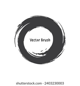 abstract paint round brush stroke circular grunge design vector 