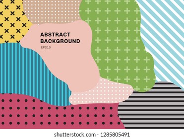 Abstract paint splash pattern background overlay geometric design of trendy Memphis 80s-90s style. Design for prints, posters, brochure, banner web, cards, etc. Vector illustration