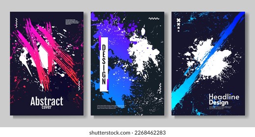 Abstract paint splash poster with colorful gradient brushes. Cover template. Design for poster, brochure, album, cover. 