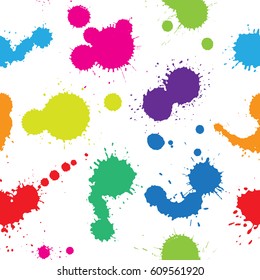 Abstract paint splashes background.Colorful splatters seamless pattern.Vector illustration.
