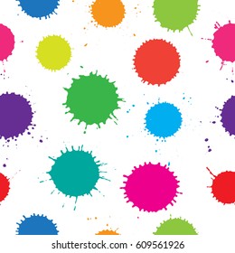 Abstract paint splashes background.Colorful splatters seamless pattern.Vector illustration.