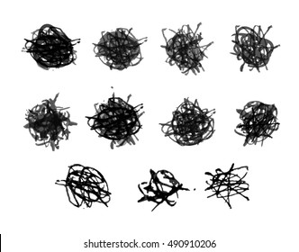 Abstract paint splashes set for design use. Splatter template set. Grunge vector illustration background.