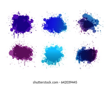 Abstract paint splashes set for design use. Splatter template set. Grunge vector illustration background.