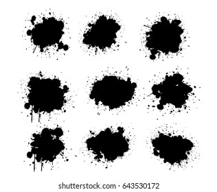 Abstract paint splashes set for design use. Splatter template set. Grunge vector illustration background.