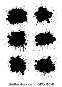 Abstract paint splashes set for design use. Splatter template set. Grunge vector illustration background.