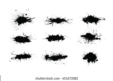 Abstract paint splashes set for design use. Splatter template set. Grunge vector illustration background.