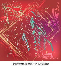 Abstract paint splat background in red colors, vector