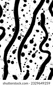 An abstract paint splatter frame in black and white