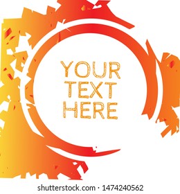 Abstract paint splatter gradient circle frame in flaming red & orange