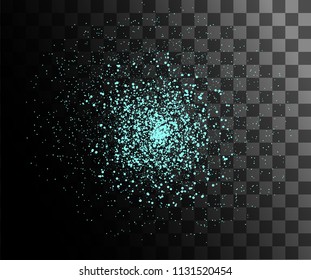 Abstract paint spray effect. Turquoise color. Vector illustration isolated on transparent background.