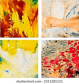 Abstract paint strokes isolated on white, watercolor brush strokes, creative illustration, art palette