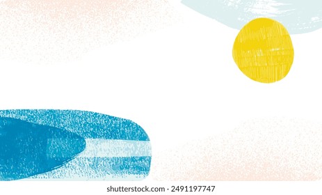 Abstract paint texture background, calm composition with yellow circle. Banner backdrop.