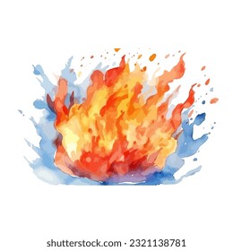 Elemento de fuego de color de agua de pintura abstracta 