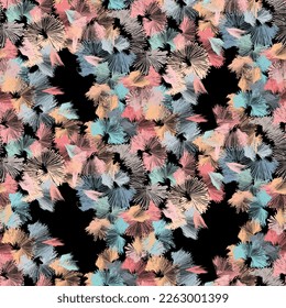 Abstract  paintbrush as flowers pattern like a wallpaper and fabric print.