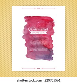 Abstract painted background. Vector banner. Template. Watercolor backdrop.