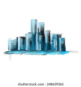Abstract painted city background. Vector eps 10