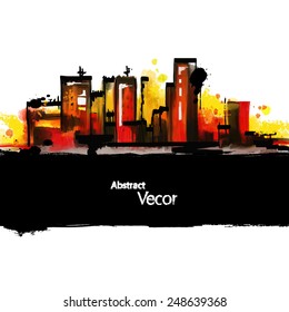 Abstract painted city background. Vector eps 10