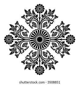 Abstract painted flowers with leaf vector illustration