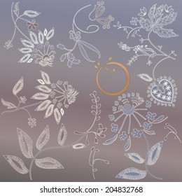 abstract painted flowers on a light background