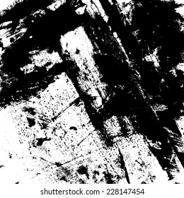 Abstract painted hand drawn artistic background in black and white. Dirty high contrast grunge texture.